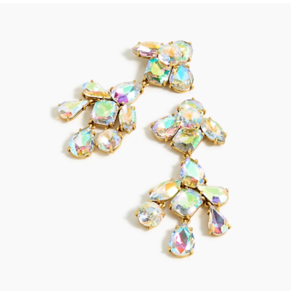 J Crew iridescent crystal chandelier earrings.
